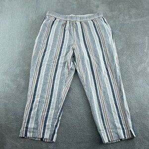 Jones & Co Womens Striped Linen-Blend Pull-On Pants 3X 3892